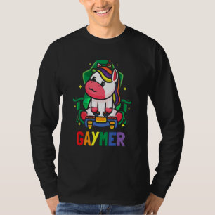 LGBTQ Gaming Lesbian Gamer Gaymer Unicorn Rainbow T-Shirt