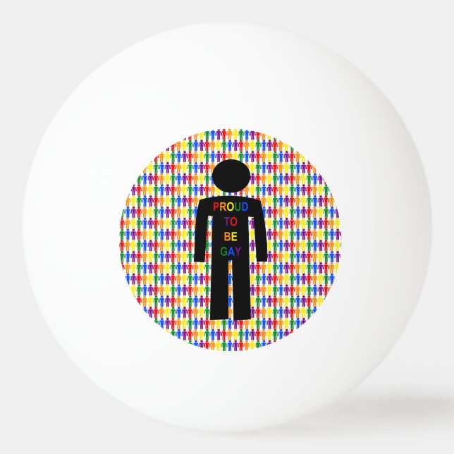 LGBTQ Gat Man Silhouette and Rainbow Men Ping Pong Ball (Front)