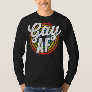 Lgbtq Gay Af Pride Lgbt Ally Rainbow Flag Retro Vi T-Shirt