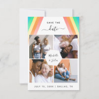 LGBTQ Gay Couple 4 Photo Collage Rainbow Wedding