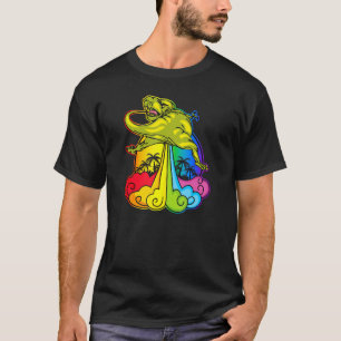 Lgbtq Gay Lesbian Pride Rainbow Farting Dinosaur T-Shirt