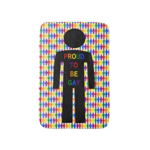 LGBTQ Gay Man Silhouette and Rainbow Men Bath Mat