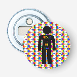LGBTQ Gay Man Silhouette and Rainbow Men Bottle Opener