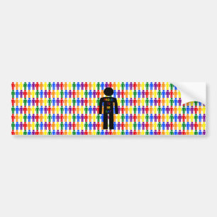 LGBTQ Gay Man Silhouette and Rainbow Men Bumper Sticker