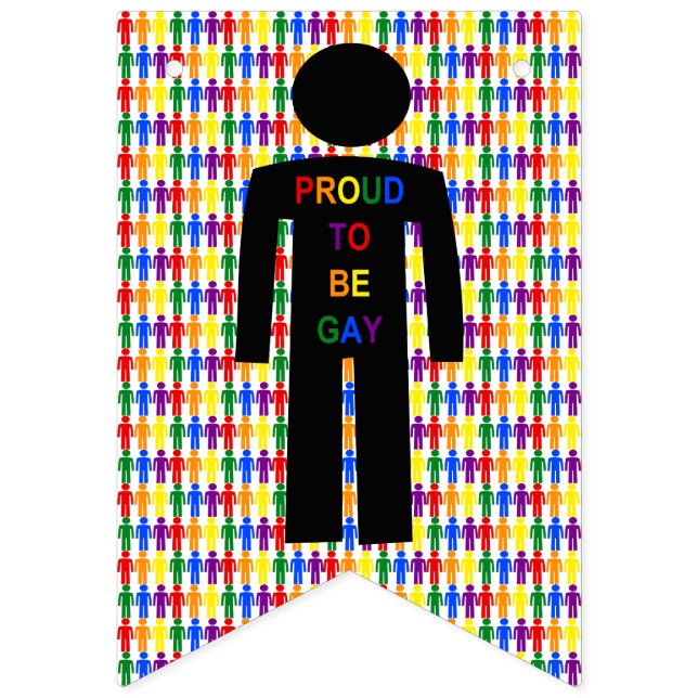 LGBTQ Gay Man Silhouette and Rainbow Men Bunting (First Flag)