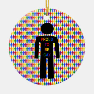 LGBTQ Gay Man Silhouette and Rainbow Men Ceramic Ornament