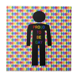 LGBTQ Gay Man Silhouette and Rainbow Men Ceramic Tile