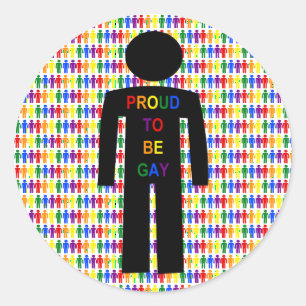 LGBTQ Gay Man Silhouette and Rainbow Men Classic Round Sticker