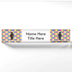 LGBTQ Gay Man Silhouette and Rainbow Men Custom Nameplate