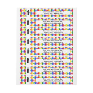 LGBTQ Gay Man Silhouette and Rainbow Men Custom Wrap Around Label