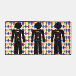 LGBTQ Gay Man Silhouette and Rainbow Men Desk Mat
