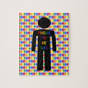 LGBTQ Gay Man Silhouette and Rainbow Men Jigsaw Puzzle