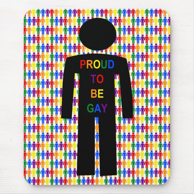 LGBTQ Gay Man Silhouette and Rainbow Men Mouse Pad (Front)