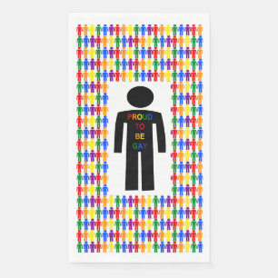 LGBTQ Gay Man Silhouette and Rainbow Men Napkin