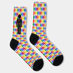 LGBTQ Gay Man Silhouette and Rainbow Men Patterned Socks