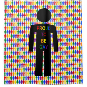 LGBTQ Gay Man Silhouette and Rainbow Men Shower Curtain