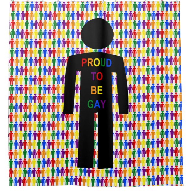 LGBTQ Gay Man Silhouette and Rainbow Men Shower Curtain (Front)