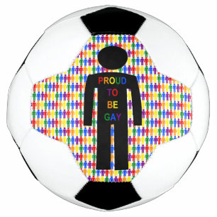 LGBTQ Gay Man Silhouette and Rainbow Men Soccer Ball