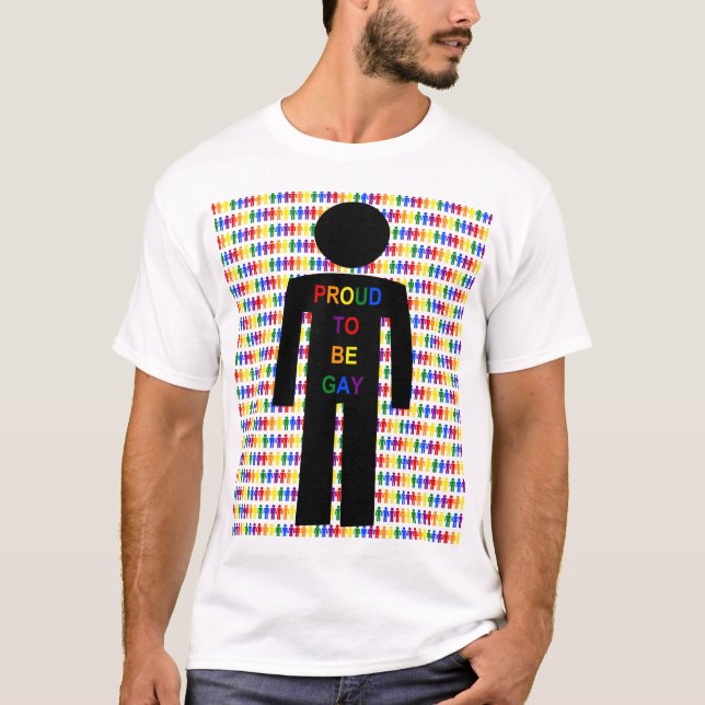 LGBTQ Gay Man Silhouette and Rainbow Men T-Shirt (Front)