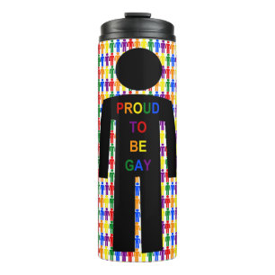 LGBTQ Gay Man Silhouette and Rainbow Men Thermal Tumbler