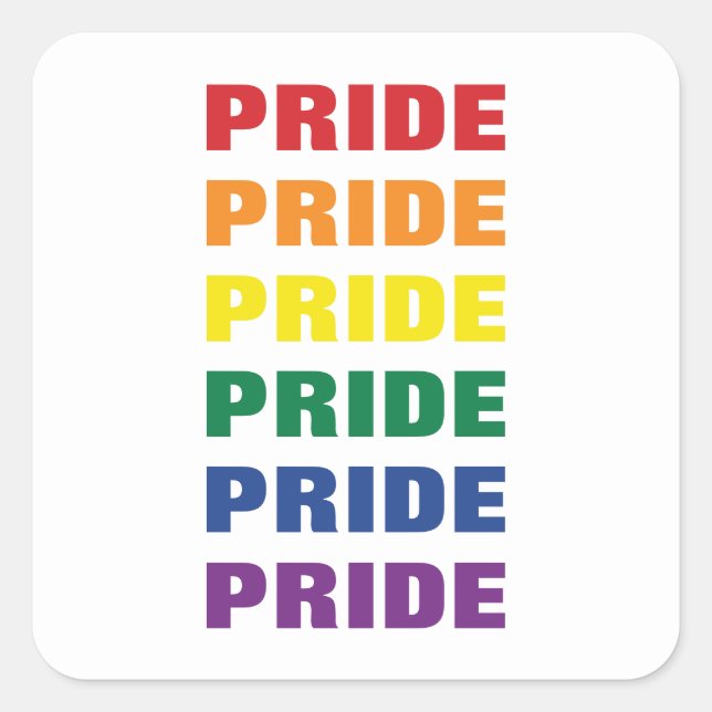 LGBTQ Gay Pride Customisable Repeating Text Square Sticker (Front)