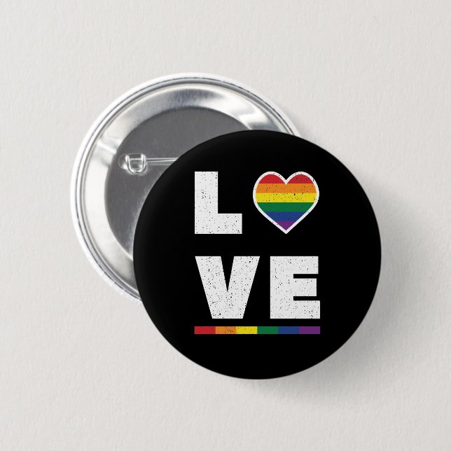 LGBTQ Gay Pride Flag Distressed Grunge Love 6 Cm Round Badge (Front & Back)