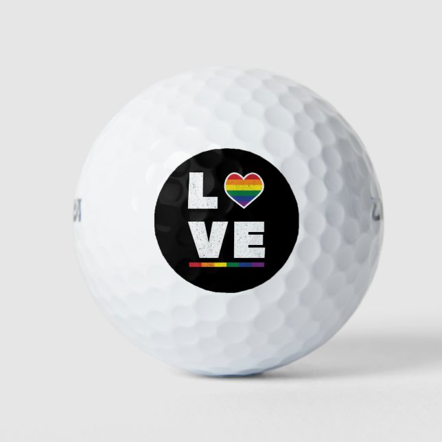 LGBTQ Gay Pride Flag Distressed Grunge Love Golf Balls (Front)