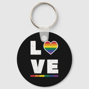 LGBTQ Gay Pride Flag Distressed Grunge Love Key Ring