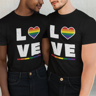LGBTQ Gay Pride Flag Distressed Grunge Love T-Shirt
