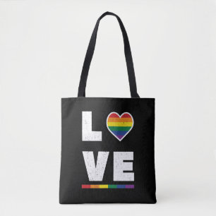 LGBTQ Gay Pride Flag Distressed Grunge Love Tote Bag