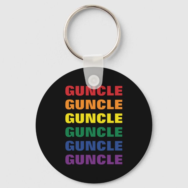 LGBTQ Gay Pride Fun And Funny Gay Uncle Guncle Key Ring (Front)
