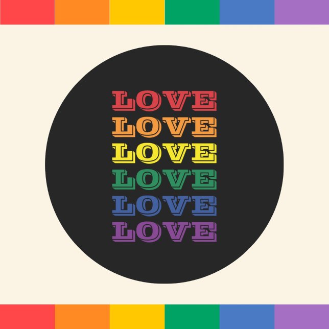 LGBTQ Gay Pride Love Customisable Repeated Text Classic Round Sticker (Creator Uploaded)