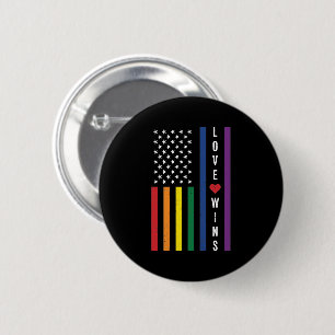 LGBTQ Gay Pride Love Wins USA American Flag 6 Cm Round Badge