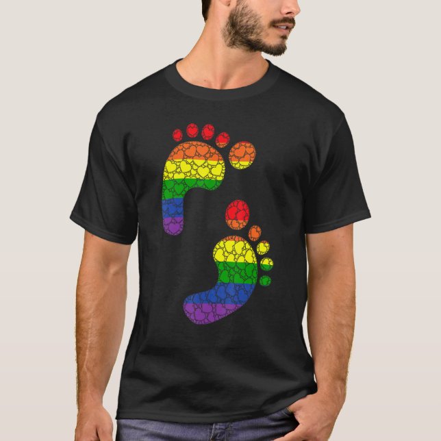 Lgbtq Gay Pride Rainbow Flag Love Heart  Funny Foo T-Shirt (Front)