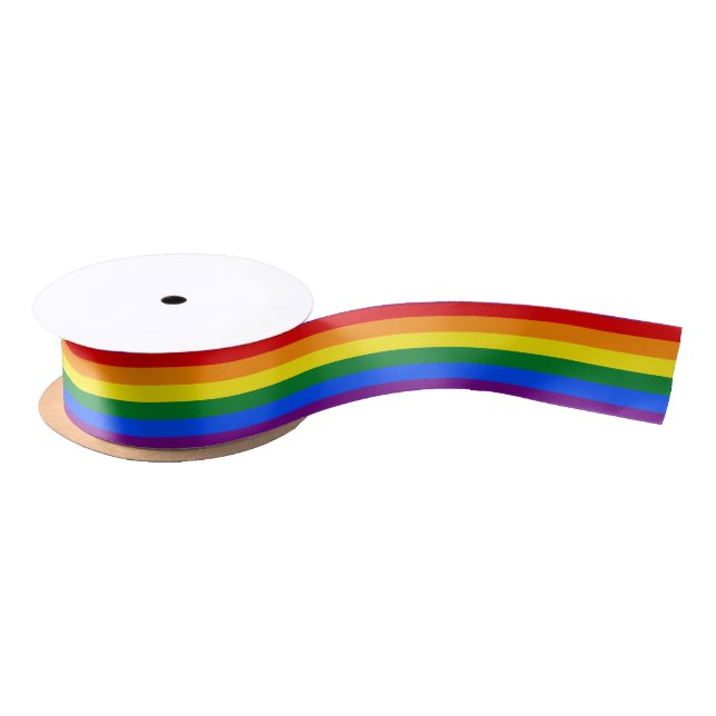 LGBTQ Gay Pride Rainbow Flag Satin Ribbon (Spool)
