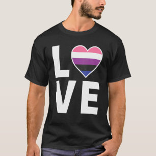 Lgbtq Gender Fluid Flag Heart Lgbtqia+ Love Gende T-Shirt