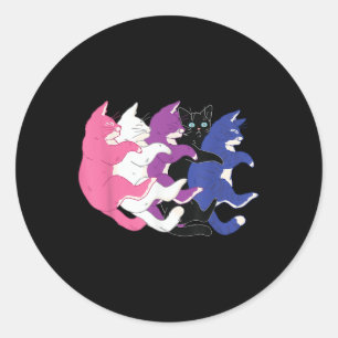 Lgbtq Genderfluid Pride Flag - Cats Pile Genderflu Classic Round Sticker