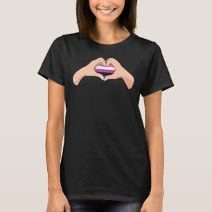 Lgbtq Genderfluid Pride Flag Hand Heart Sign Gend T-Shirt