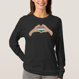Lgbtq Genderqueer Pride Flag Hand Heart Sign Gend T-Shirt