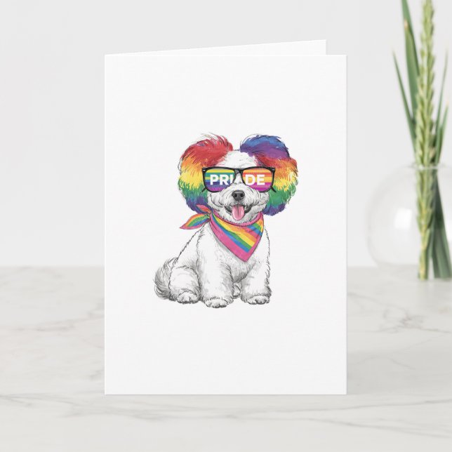LGBTQ+ General Greetings Card - Rainbow Pup (Front)