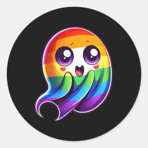 Lgbtq Ghost Rainbow Gay Pride Funny Classic Round Sticker