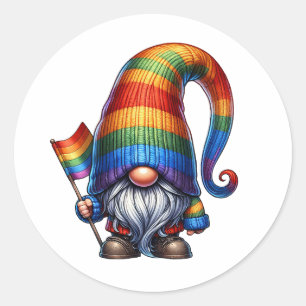 LGBTQ+ Gnome Decor Classic Round Sticker