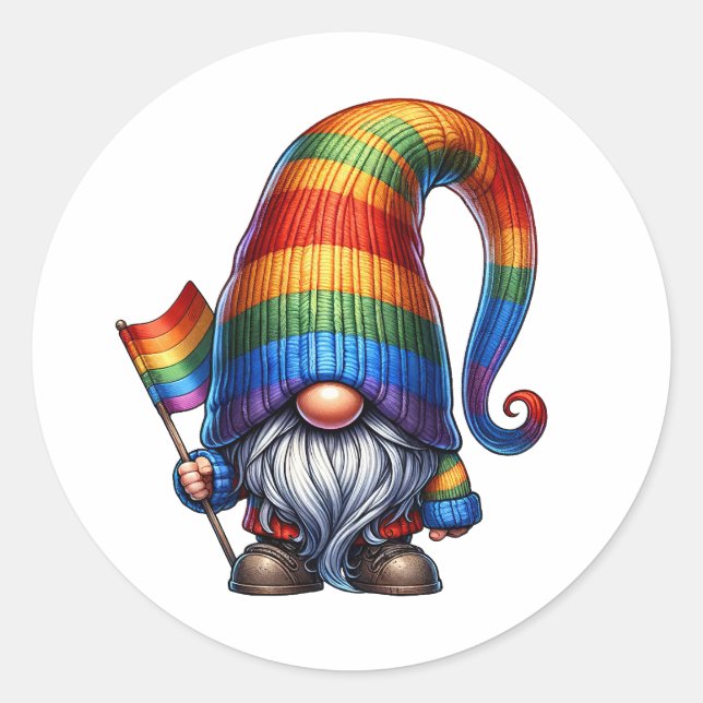 LGBTQ+ Gnome Decor Classic Round Sticker (Front)