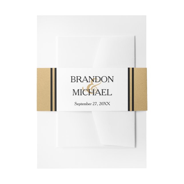 LGBTQ Gold Black Formal Invitation Invitation Belly Band (Front Example)