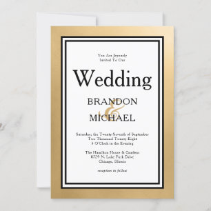 LGBTQ Gold Black Formal Wedding Invitation