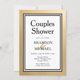 LGBTQ Gold Modern Couples Shower Invitation
