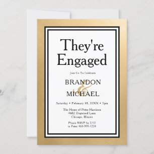 LGBTQ Gold Modern They're Engaged Invitation