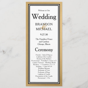 LGBTQ Gold Modern Wedding Program