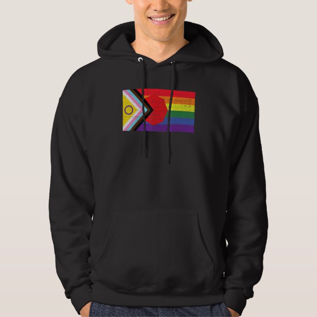 LGBTQ+ Grunge Flag Inclusive Progressive Pride Fla Hoodie (Front)