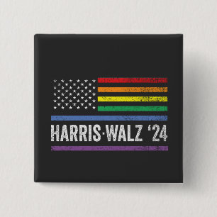 LGBTQ Harris Walz American Flag Election 2024 15 Cm Square Badge